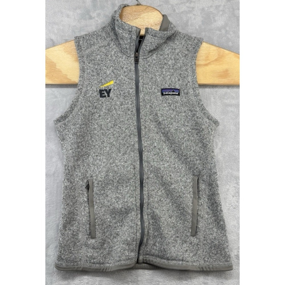 Patagonia Better Sweater Gray Full Zip Vest Ernst Young EY Logo Women's Size S